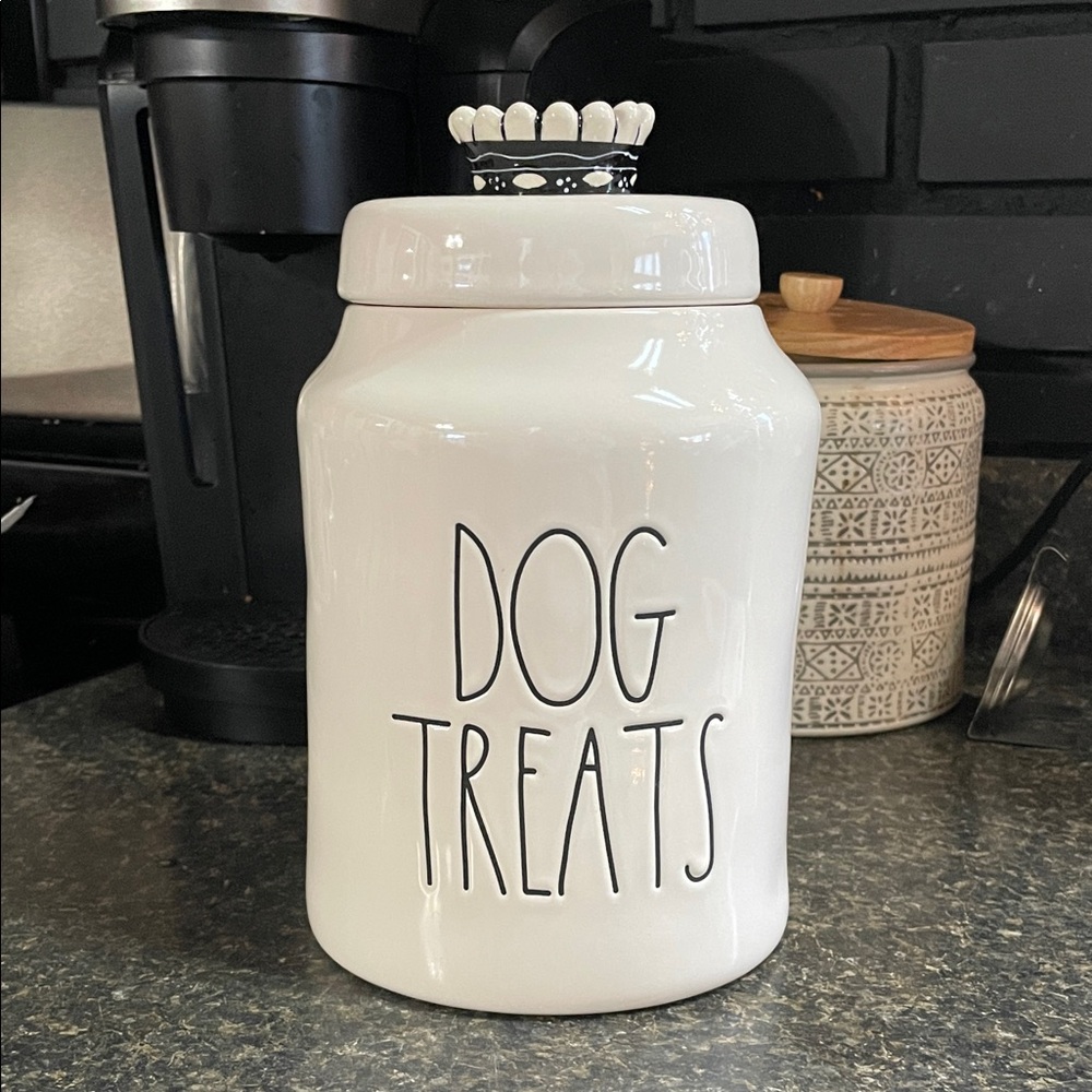 Rae Dunn White Dog Treat Canister